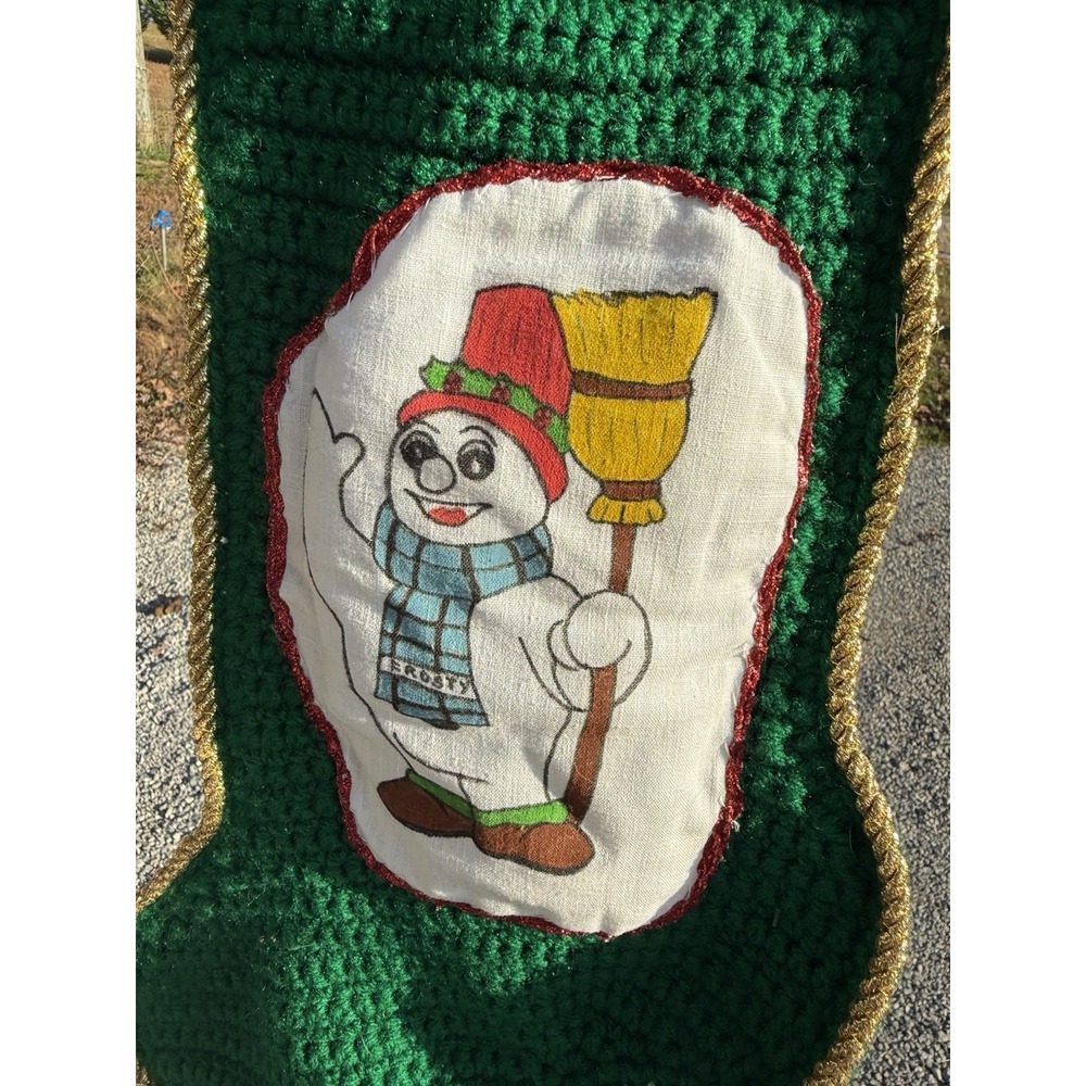 VTG Crochet Christmas‎ Stocking Snowman